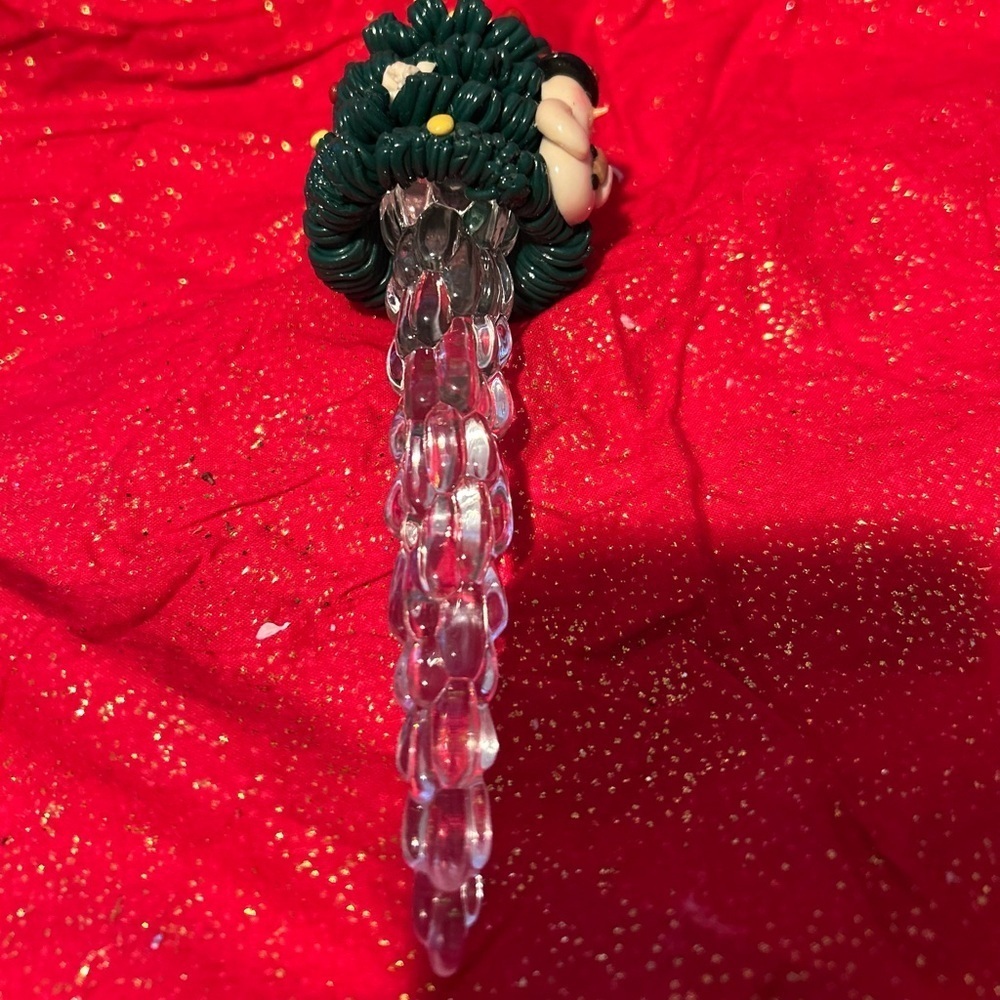 Vintage 7” Christmas tree with snowman icicle - tree ornament- present topper